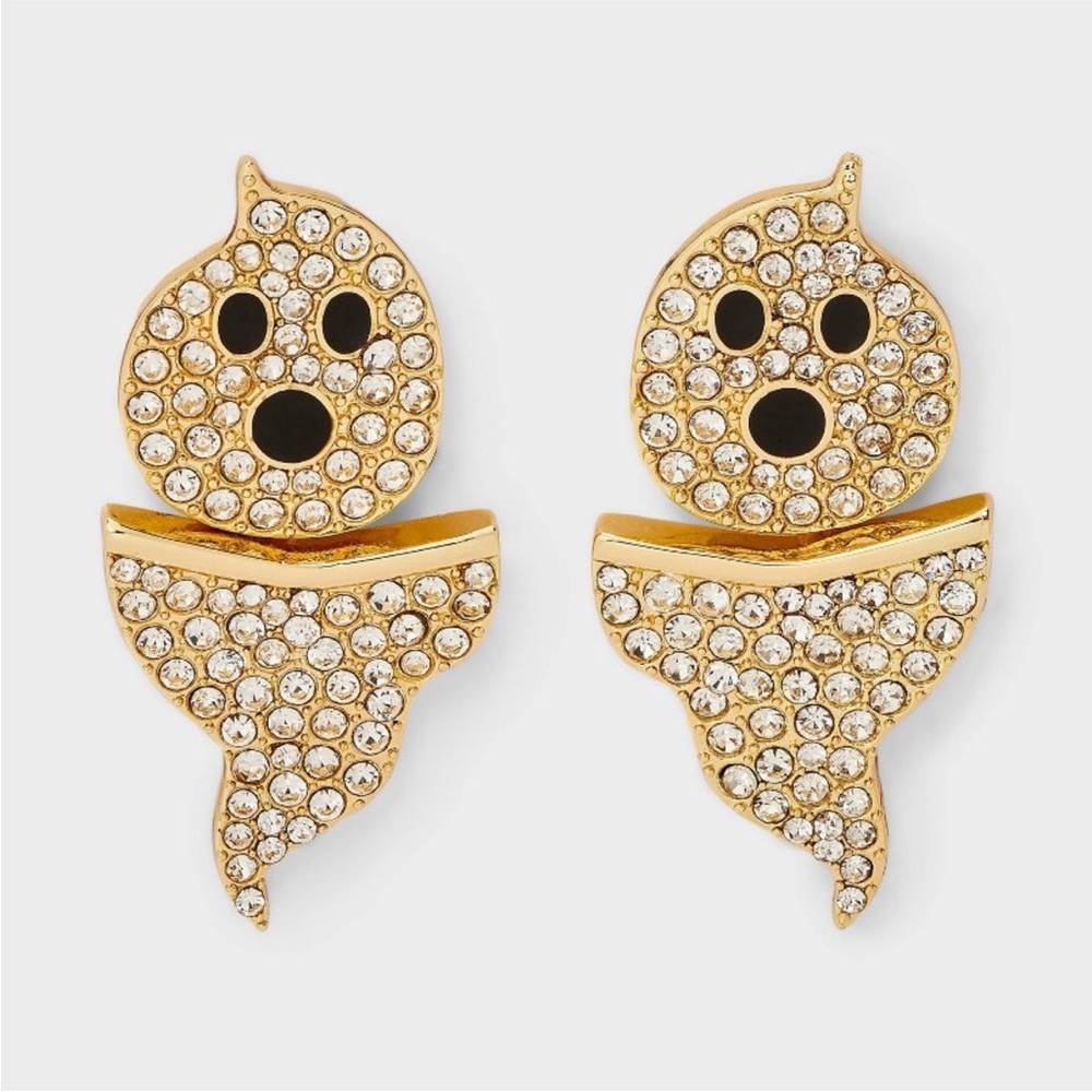 Sugarfix Baublebar Gold Ghost Crystal Ear Jacket Halloween Earrings NWT